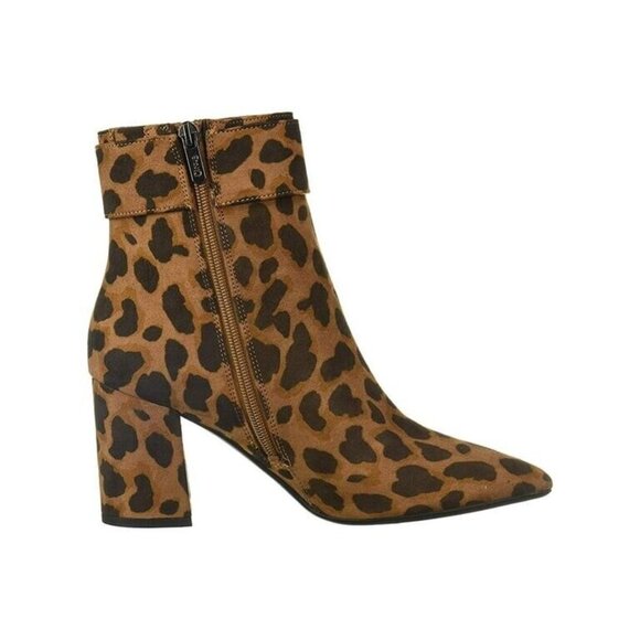 Sam Edelman Shoes - Sam Edelman Circus Tan Leopard Print Pointed Toe Block heel Boots Women's Size 7